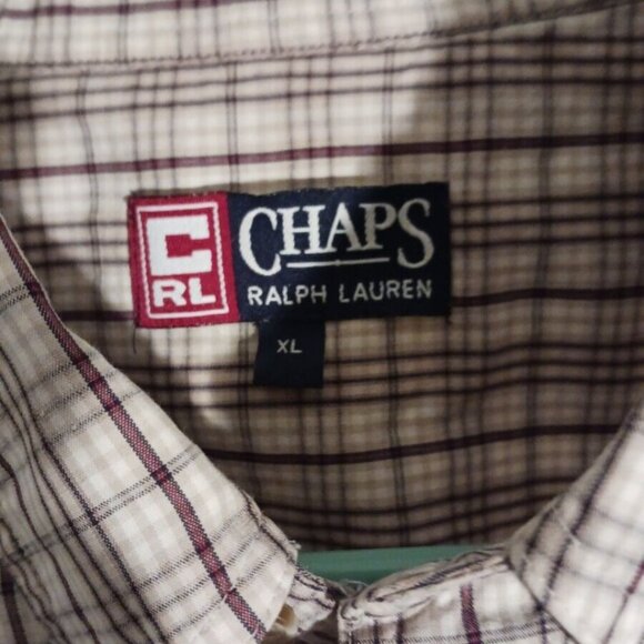 Mens Ralph Lauren Chaps Vintage Chaps XLarge Brown Plaid/Stripes Shirt - Picture 2 of 4